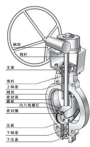 法蘭式雙偏心蝶閥結(jié)構(gòu)圖